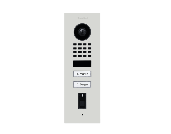 DoorBird IP Video Türstation D1102FV Fingerprint Unterputz mit 2 Ruftasten, inkl. Unterputzgehäuse, verkehrsweiß (RAL9016)