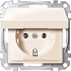 Merten SCHUKO-Steckdose ws/gl Klappdeckel MEG2311-0344