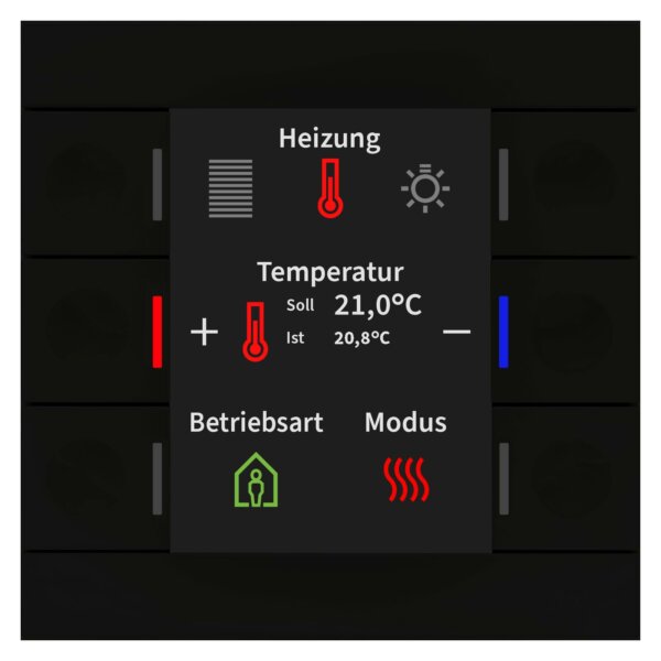 MDT Tastsensor KNX UP sw mt 6f 6pkt LED BE-TAS86T06.02 inkl.Ankoppl m.Display