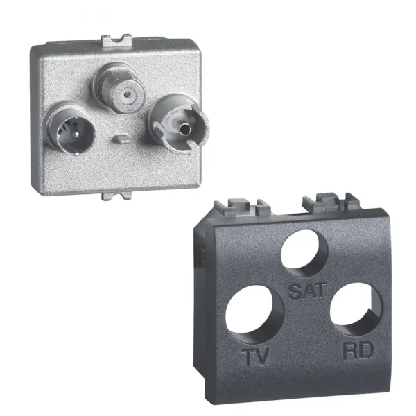 BTicino L4210M2DN LivingLight Anschluss- dose f.TV-Radio-Sat 2M Anthrazit