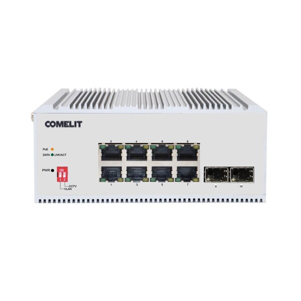 Comelit IPSWP10N02A POE SWITCH 8 POE PORTS +2 SFP GIGABIT DIN