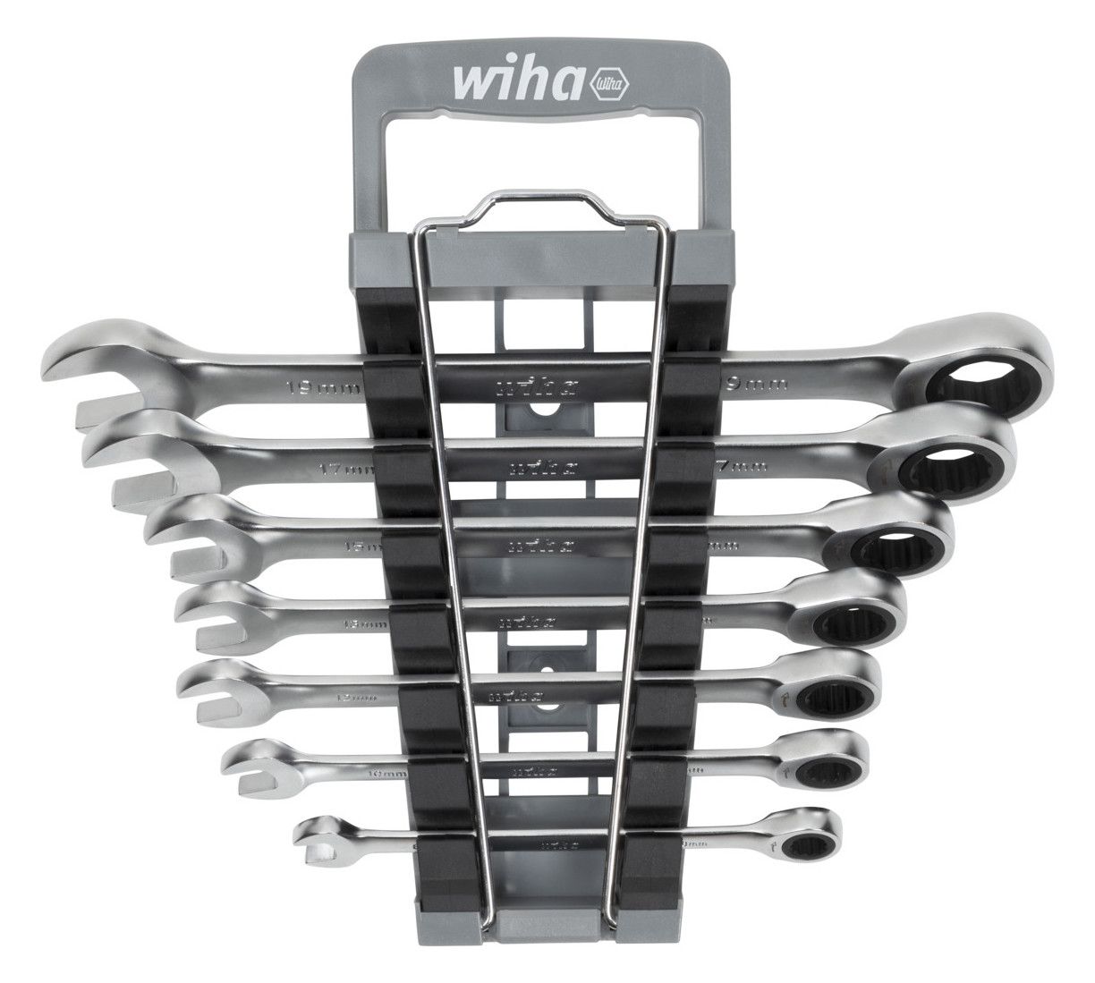 WIHA 45244 Ringratschen-Gabelschlüssel Set 8-tlg.m.Halter 45244