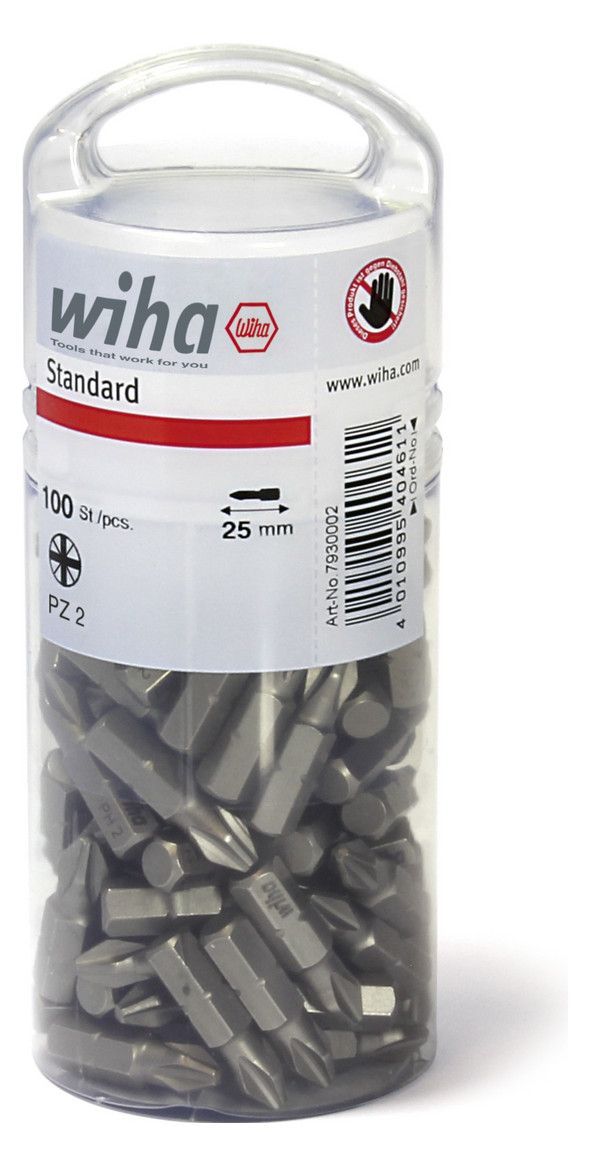 Wiha 7930-005 7012Z PZ2x25mm Bit Set Standard 25mm 40462