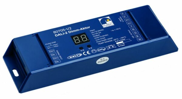 Rutec 80705-V2 DALI-2 Push Dimm-Aktor DC DALI-2 DT6 für 12/24V mehrfarbig