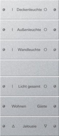 Gira Wippenset 6-fach beschr. Sys 55 F Alu 220626