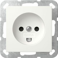 GIRA 442203 Steckdose Dänisch m.Shutter System 55 Reinweiß glänzend