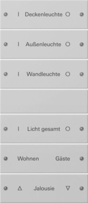 Gira Gira Wippenset 6-f. 3+3 beschr grau lackiert 2206015