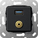 Gira Unterputz Tragring USB A Klinke schwarz matt 568610