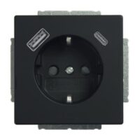 Busch-Jaeger Steckdose 1-fach schwarz matt 1USB-A 20 EUCB2USBAC-885 1USB-C Unterputz Schutzkontakt