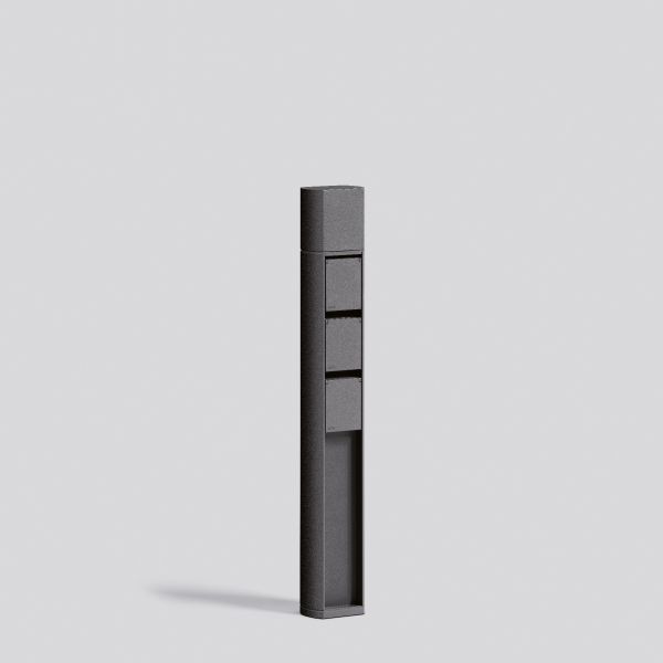 BEGA Steckdosensäule Metall graphit IP44 71142 3Steckd 700x110x75mm