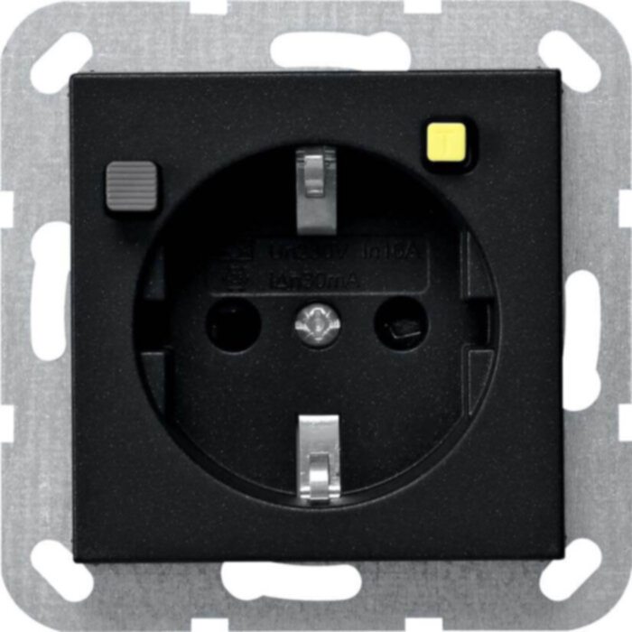Gira FI-Schutzsteckdose 30mA schwarz 2677005 – Bild 1