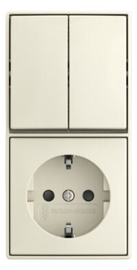 Busch-Jaeger Steckdosenkombination Aufputz 2601/5/20 EAPBJ-522 Serien cremeweiß IP20 glänzend