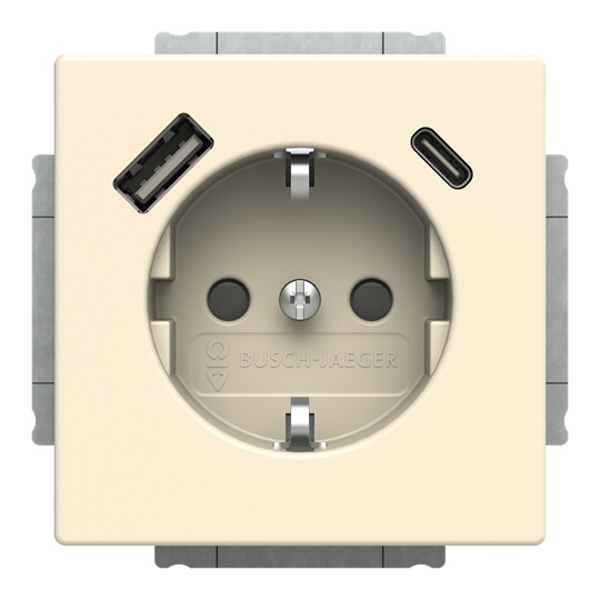 Busch-Jaeger Busch-Jaeger Steckdose 1-fach pws 1USB-A Unterputz 20 EUCB2USBAC-82 1USB-C Schutzkontakt IP20