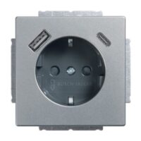 Busch-Jaeger Steckdose 1-fach Edelstahl matt 1USB-A 20 EUCB2USBAC-866 1USB-C Unterputz Schutzkontakt