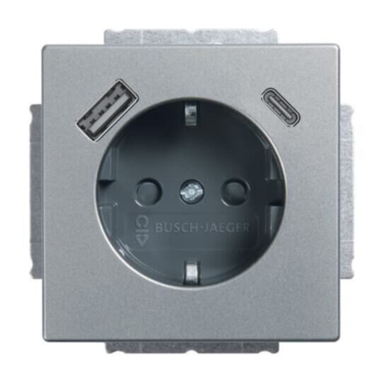 Busch-Jaeger Busch-Jaeger Steckdose 1-fach Edelstahl matt 1USB-A 20 EUCB2USBAC-866 1USB-C Unterputz Schutzkontakt