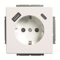 Busch-Jaeger Steckdose 1-fach studioweiß glänzend Unterputz 20 EUCB2USBAC-44G 1USB-A 1USB-C IP20