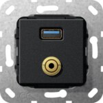 Gira Unterputz Tragring USB A Klinke schwarz matt 568710
