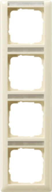 Gira Rahmen 4f.cremeweiß-glänzend m. Schriftfeld 111401