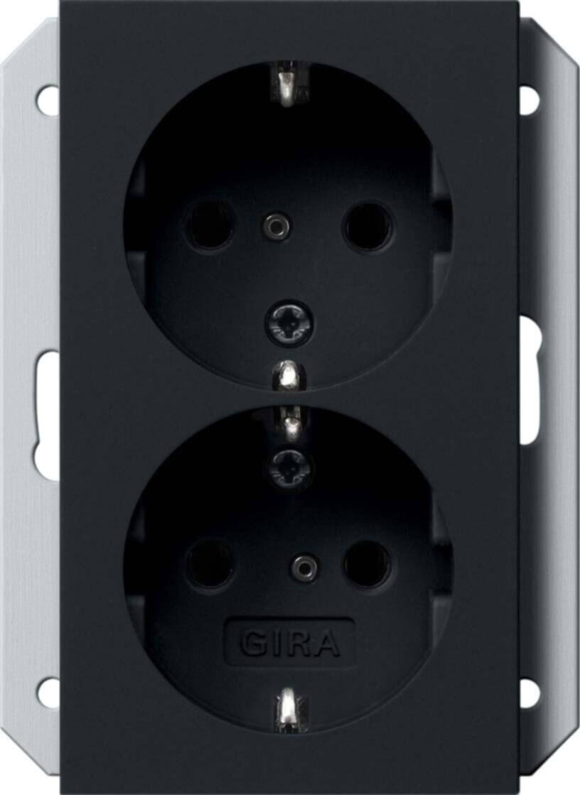 Gira Gira Schuko-Steckdose 2-fach schwarz Unterputz-Dose 2731005
