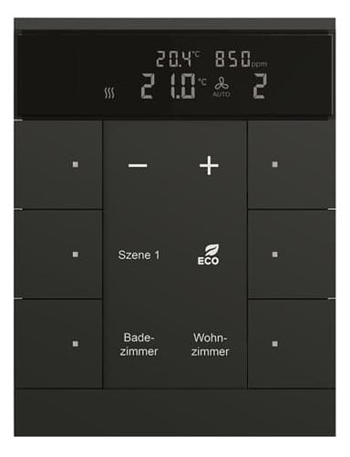 Busch-Jaeger Busch-Jaeger HVAC/CO2-Gerät 6-fach, BE, schwarz, matt SBC/U6.0.11-885