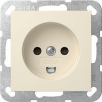 GIRA 442201 Steckdose Dänisch m.Shutter System 55 Cremeweiß glänzend