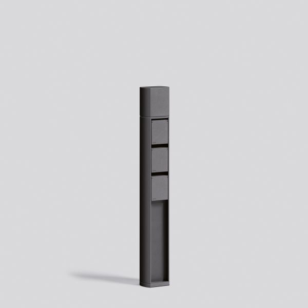 BEGA Steckdosensäule Metall graphit IP44 71167 3Steckd 700x110x75mm