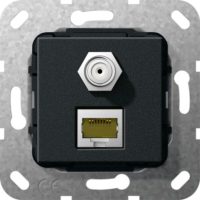 GIRA 569710 Modular Jack RJ45 Cat.6A 10Gbit SAT F-Buchse Kuppl. Schwarz matt