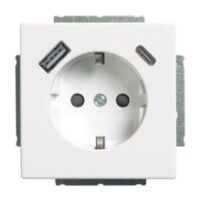 Busch-Jaeger Steckdose 1-fach studioweiß 1USB-A 20 EUCB2USBAC-84 1USB-C Unterputz Schutzkontakt IP20