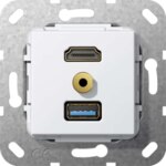 Gira Unterputz Tragring HDMI und USB A reinweiß Klinke 568003