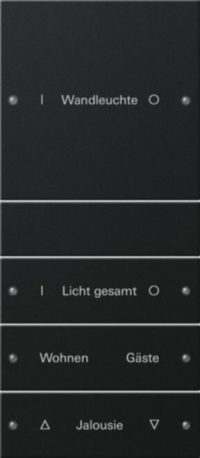 Gira Wippenset 4-fach beschr. Sys 55 schwarz 2204005