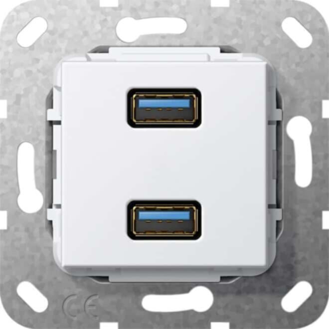 Gira Gira Unterputz Tragring 2xUSB A reinweiß Kabelpeitsche 568503