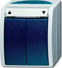 Busch-Jaeger Jalousietaster Aufputz mit Beschriftungsbogen 2621/4 W-53