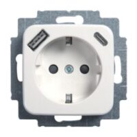 Busch-Jaeger Steckdose 1-fach reinweiß 1USB-A Unterputz 20 EUCB2USBAC-214 1USB-C Schutzkontakt IP20