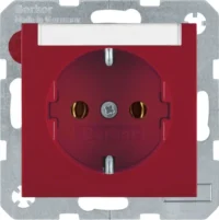 Berker SCHUKO-Steckdose rt/gl mit Beschriftungsfeld 47508902