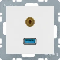 Berker Steckdose USB/3,5mm Audio polarweiß matt 3315391909