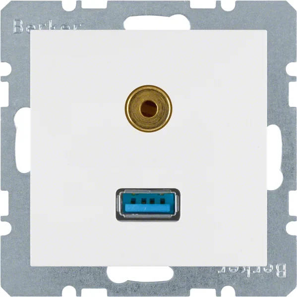 Berker Berker Steckdose USB/3,5mm Audio polarweiß matt 3315391909
