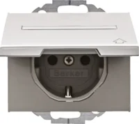 Berker SCHUKO-Steckdose aluminium Deckel/Beschriftung 47487103