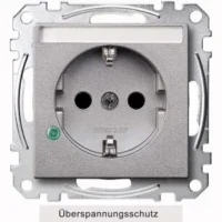 Merten SCHUKO-Steckdose alu Übersp.Sch.Schriftf. MEG2305-0460