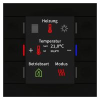 MDT Tastsensor KNX UP schwarz matt 6-fach 6pkt LED BE-TAS86T06.02 inklusive Ankopplung mit Display