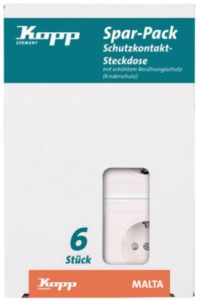Kopp Kopp 923401052 Schutzkontaktsteckdose KS 16A 250V Pack:6 Malta weiß