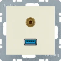 Berker Steckdose USB/3,5mm Audio weiß glänzend 3315398982