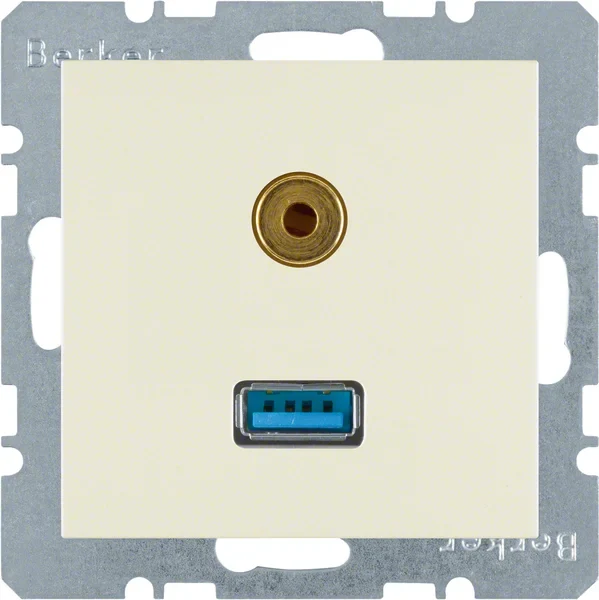 Berker Berker Steckdose USB/3,5mm Audio weiß glänzend 3315398982