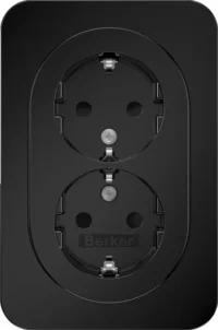 Berker Doppelsteckdose SCHUKO R.1 schwarz glänzend 47592045
