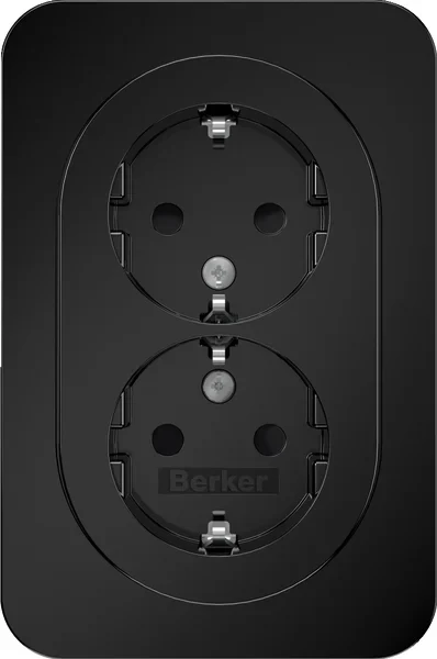 Berker Berker Doppelsteckdose SCHUKO R.1 schwarz glänzend 47592045