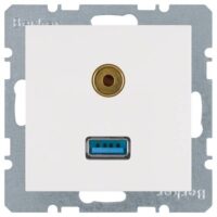 Berker 3315398989 USB/3,5mm Audio Steckdose S.1/B.3/B.7 polarweiß glänzend