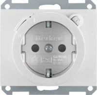 Berker SCHUKO-Steckdose aluminium mit FI-Schutzschalter 47087003