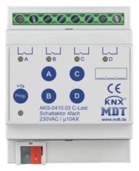 MDT Technologies Schaltaktor 4-fach 4TE Reiheneinbaugerät, 10A, 230VAC AKS-0410.03