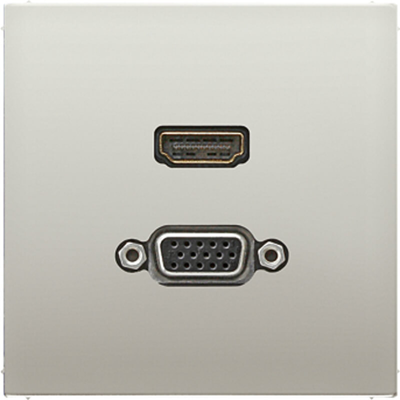 Jung Jung Multimedia-Anschluss Edelstahl HDMI/VGA mit Tragring MA ES 1173