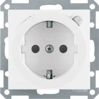 Berker SCHUKO-Steckdose pws/gl mit FI-Schutzschalt. 47088989
