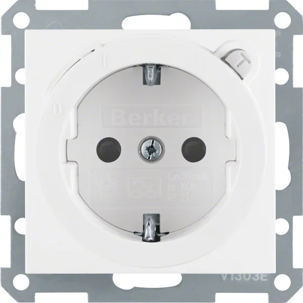 Berker Berker SCHUKO-Steckdose pws/gl mit FI-Schutzschalt. 47088989